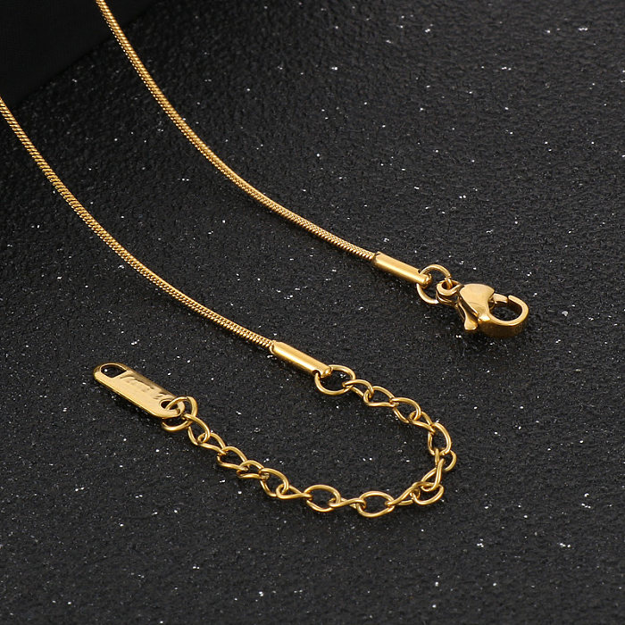 Modern Style Oval Stainless Steel Plating 18K Gold Plated Pendant Necklace