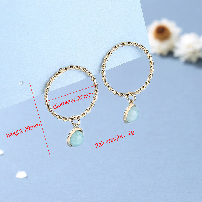 1 Pair Casual Simple Style Round Polishing Plating Stainless Steel 18K Gold Plated Drop Earrings