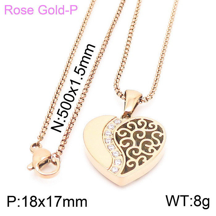 Modern Style Heart Shape Stainless Steel Plating 18K Gold Plated Pendant Necklace