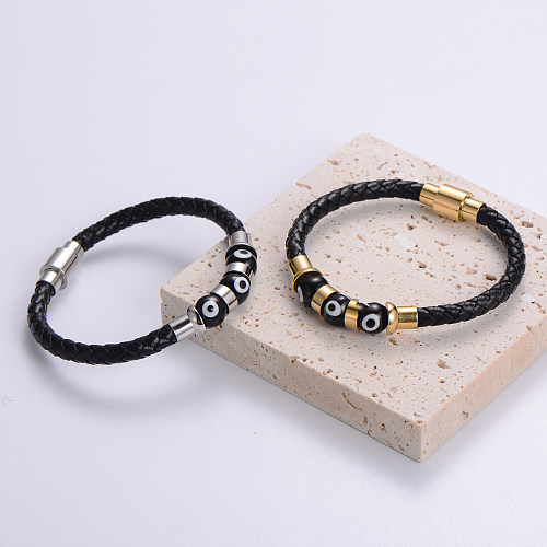 Bracelets plaqués or 24 carats avec perles en acier inoxydable pour œil de streetwear