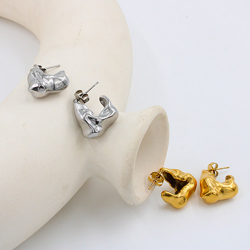 1 Pair Simple Style Solid Color Plating Stainless Steel  18K Gold Plated Ear Studs