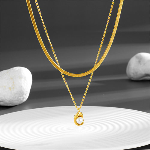 Simple Style Geometric Stainless Steel Layered Necklaces