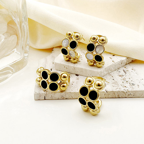 1 Pair Commute C Shape Plating Stainless Steel  Gold Plated Ear Studs