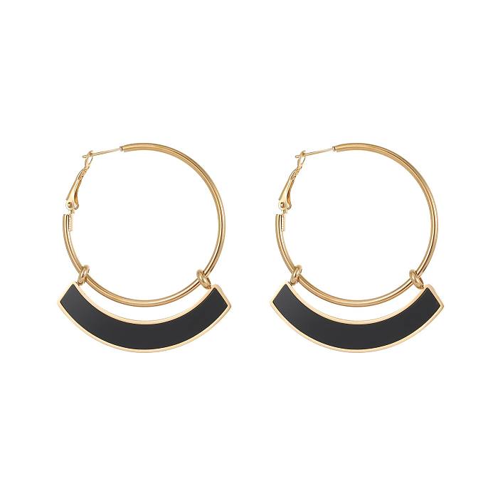 1 Pair Simple Style Classic Style Geometric Enamel Plating Stainless Steel  Earrings