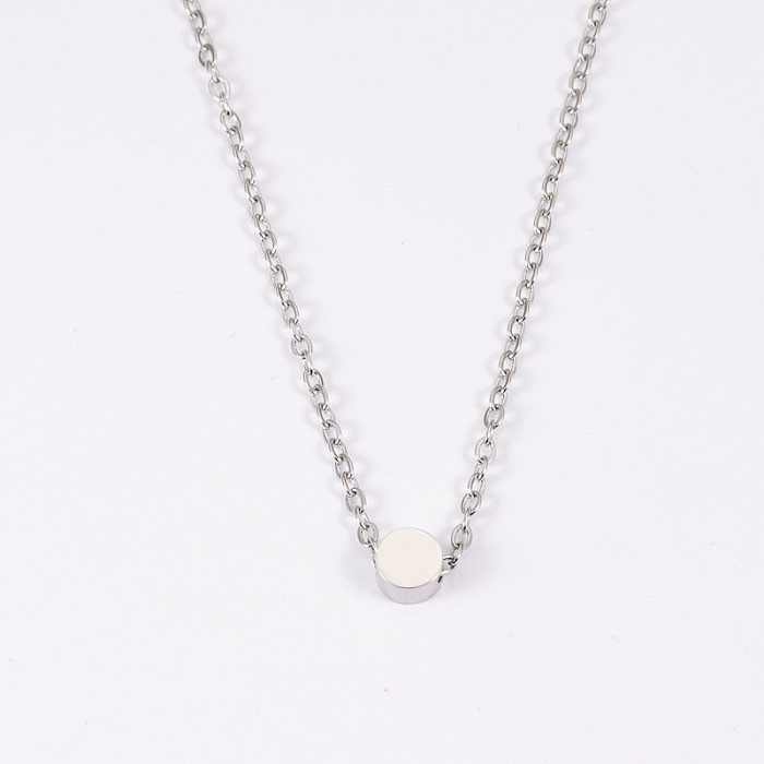 Modern Style Simple Style Solid Color Stainless Steel Gold Plated Silver Plated Pendant Necklace In Bulk