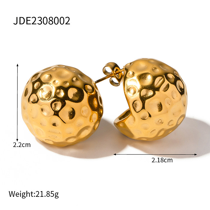 1 par de pinos de orelha banhados a ouro 18K estilo IG de cor sólida em aço inoxidável