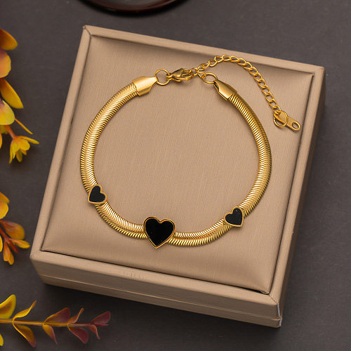 Bracelets plaqués or en acier titane en forme de cœur de base