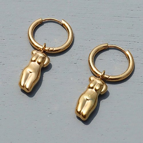 1 Pair Elegant Romantic Artistic Cartoon Character Solid Color Stainless Steel  18K Gold Plated Dangling Earrings