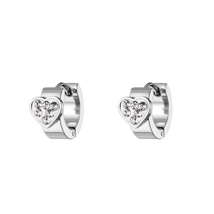 1 Pair Elegant Round Heart Shape Stainless Steel  Artificial Pearl Plating Inlay Zircon Drop Earrings