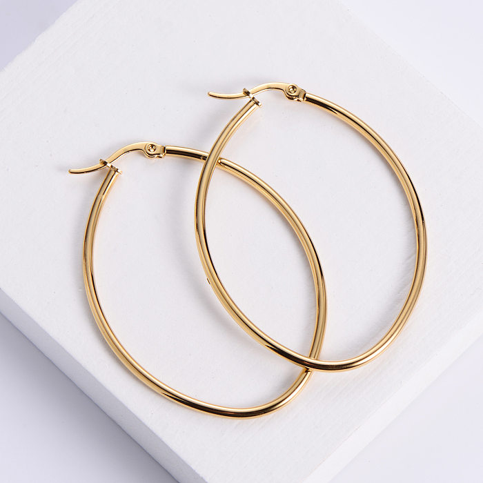 Polishing Round Line Stainless Steel Fashion Earrings Wholesale Jewelry jewelry