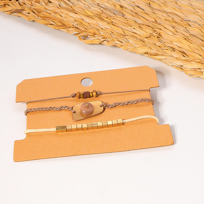 Vintage Style Ethnic Style Irregular Color Block Stainless Steel Knitting Bracelets