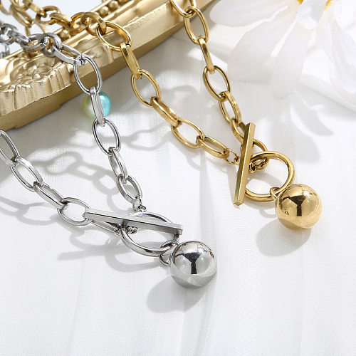 Trendy Exaggerated Thick Chain OT Buckle Stainless Steel 18K Gold Plated Sweater Chain