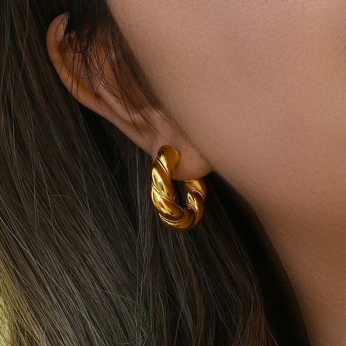 Retro-Spiralstreifen-Edelstahl-Ohrringe mit Überzug aus Edelstahl