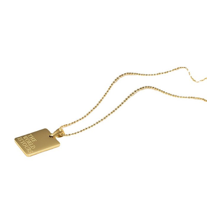 1 Stück modische Halskette mit quadratischem Buchstaben-Anhänger und Edelstahl-Beschichtung