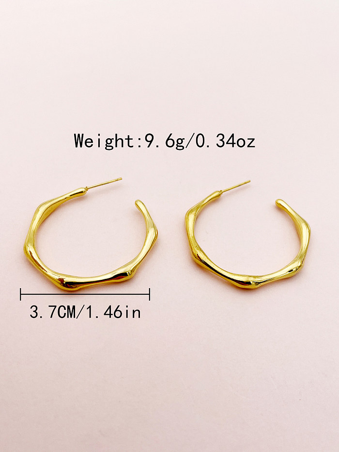 1 Pair Exaggerated Commute C Shape Lines Stainless Steel  Metal Polishing Plating Gold Plated Ear Studs