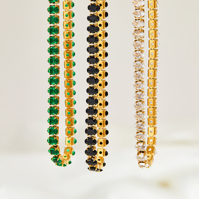 Vente en gros Bracelets Zircon Géométriques Rétro En Acier Inoxydable