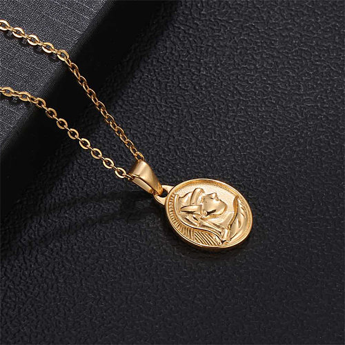 Simple Style Solid Color Stainless Steel  Polishing Pendant Necklace