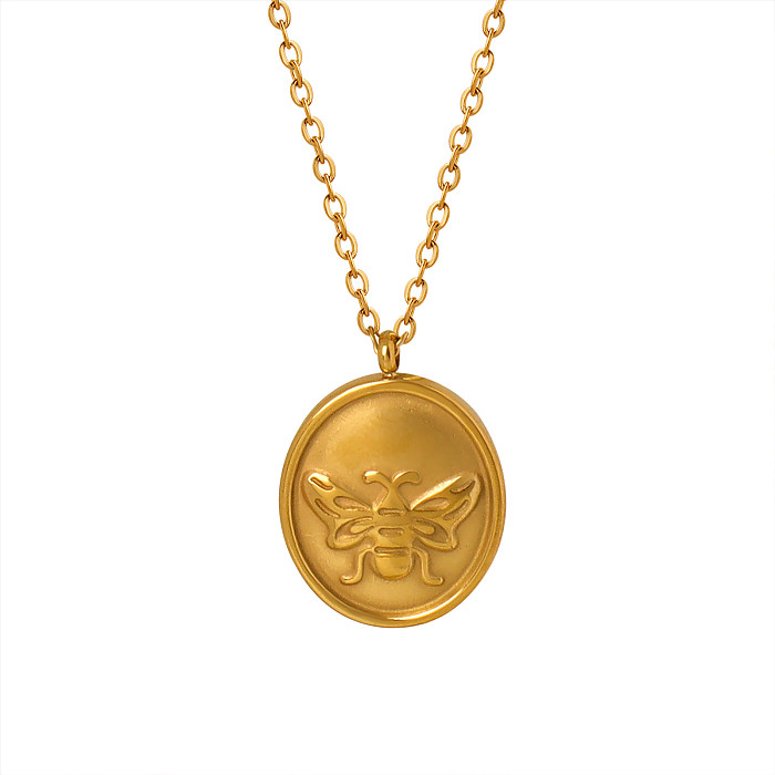 Modern Style Simple Style Bee Stainless Steel Plating 18K Gold Plated Pendant Necklace