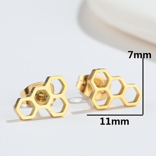Fashion Honeycomb Stainless Steel Ear Studs Plating No Inlaid Stainless Steel  Earrings