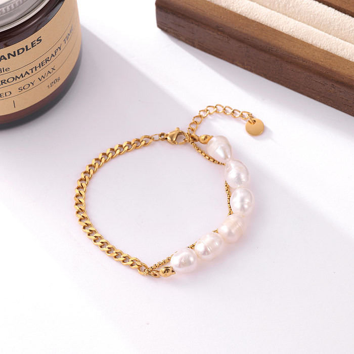 Simple Style Heart Shape Stainless Steel 18K Gold Plated Gold Plated Bracelets In Bulk