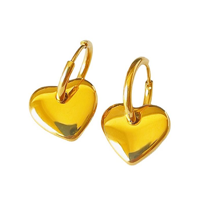 1 paire de boucles d'oreilles pendantes en acier inoxydable en forme de cœur