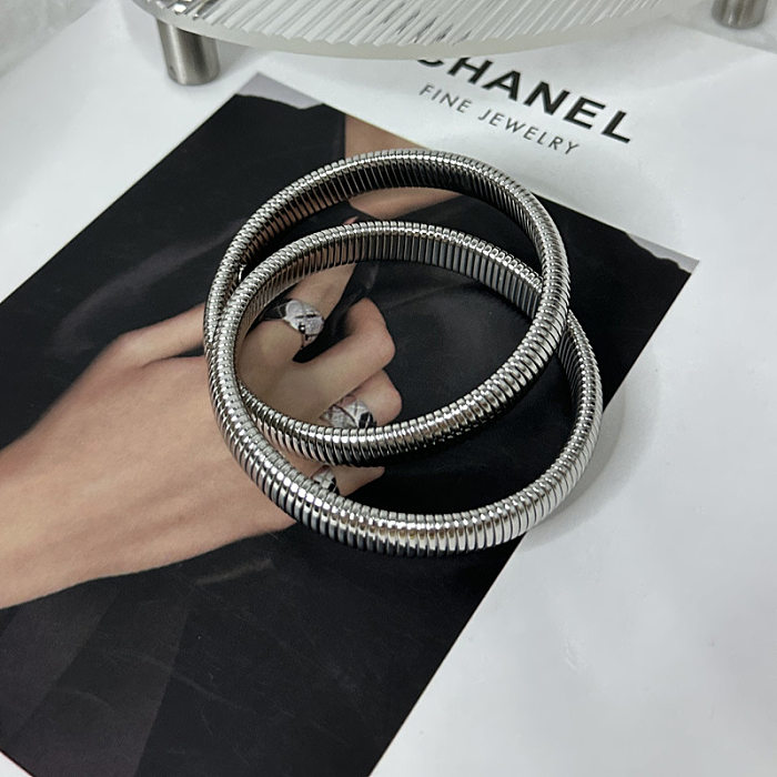 Exaggerated Solid Color Stainless Steel Plating Bangle