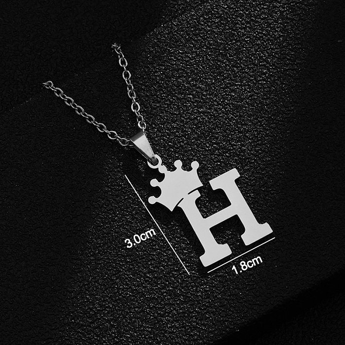 Fashion Letter Crown Stainless Steel  Stainless Steel Plating Pendant Necklace 1 Piece