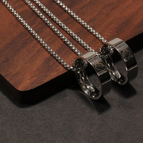 Collier pendentif en forme de cœur pour Couple, bague, pull, chaîne de perles en acier inoxydable, vente en gros