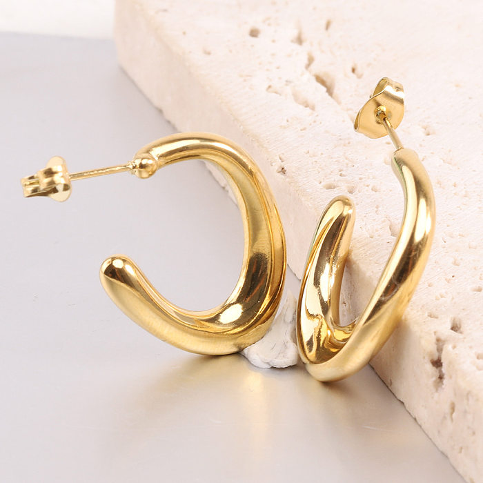 1 Pair Simple Style Solid Color Plating Stainless Steel Gold Plated Ear Studs