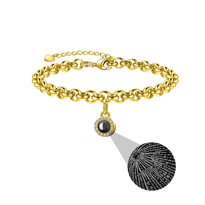 Bracelets ronds en diamants artificiels avec incrustation en acier inoxydable Streetwear