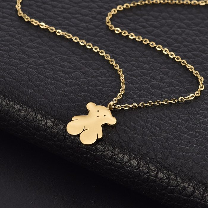 Simple Style Little Bear Stainless Steel Plating Stainless Steel 18K Gold Plated Pendant Necklace