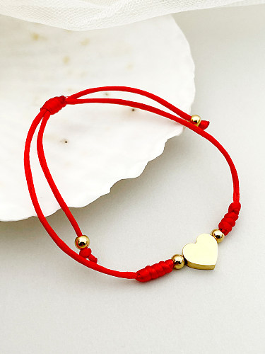 Corde douce romantique d'acier inoxydable de forme de coeur plaquant les bracelets plaqués par or 14K