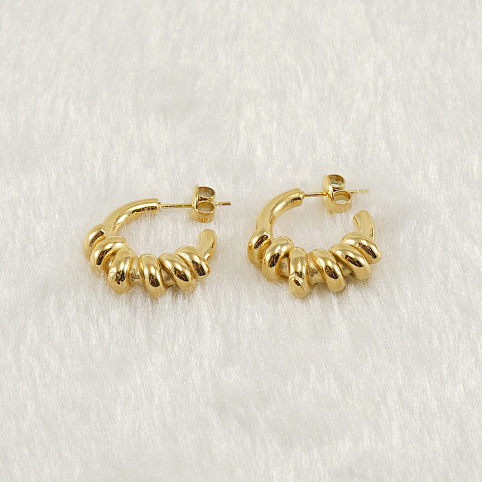 Boucles d'oreilles géométriques en acier inoxydable, 1 paire, plaquées, à la mode