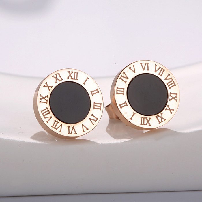 Fashion Round Stainless Steel Plating Inlay Acrylic Ear Studs 1 Pair