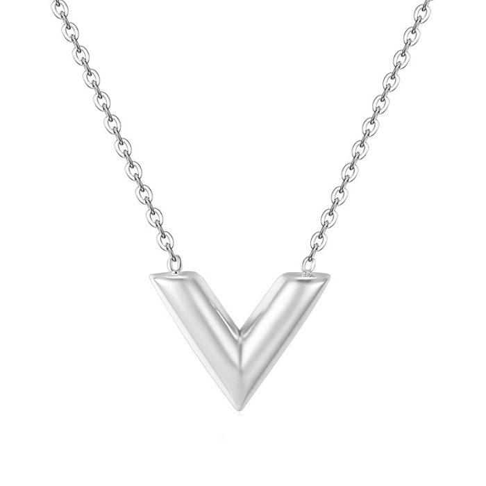 Lady Letter Stainless Steel Plating Pendant Necklace 1 Piece