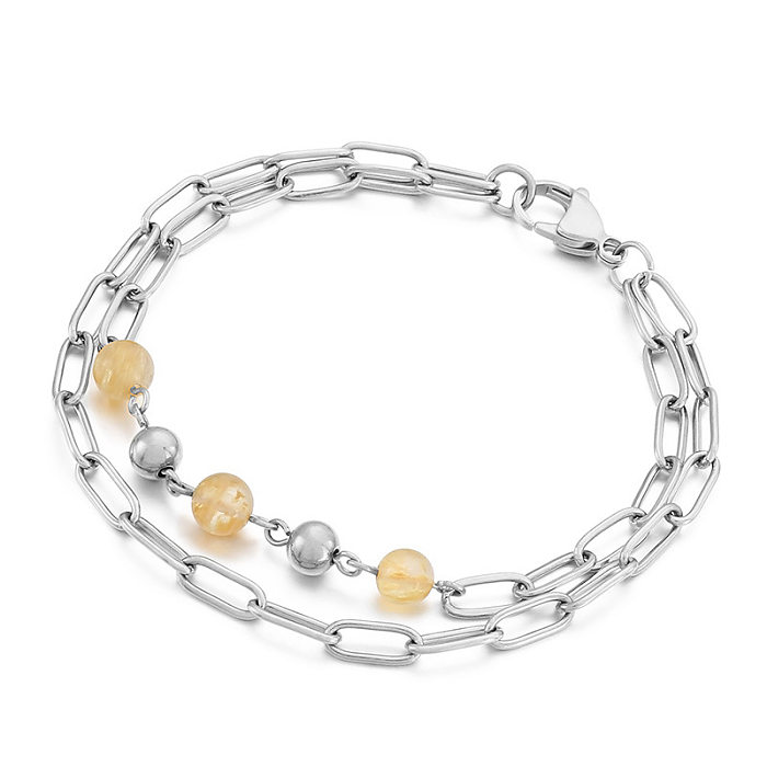 Modische geometrische Edelstahl-Armbänder mit Perlen, keine eingelegten Edelstahl-Armbänder