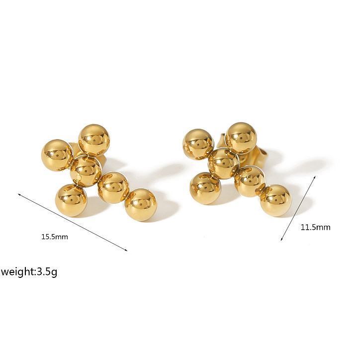 1 Pair Retro Quadrilateral Round Heart Shape Polishing Plating Stainless Steel  18K Gold Plated Earrings