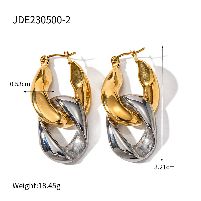 1 Pair IG Style Exaggerated Geometric Plating Stainless Steel  18K Gold Plated Earrings
