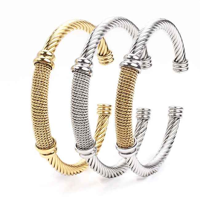 Bracelet plaqué en acier inoxydable en forme de C à la mode