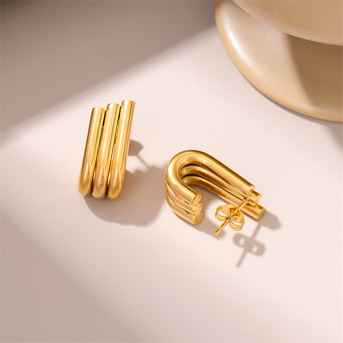1 Pair Retro Simple Style U Shape Plating Stainless Steel  18K Gold Plated Ear Studs