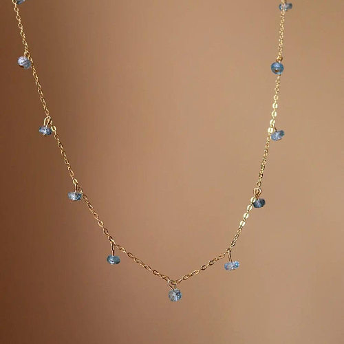 Casual Simple Style Round Stainless Steel  Zircon Plating 18K Gold Plated Necklace