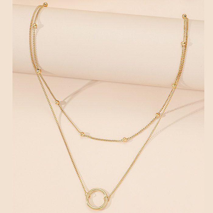 Casual Modern Style Circle Stainless Steel Polishing Plating 18K Gold Plated Layered Necklaces