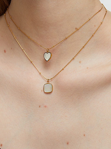 Colar com pingente de gema embutido em aço inoxidável em formato de coração estilo simples 1 peça
