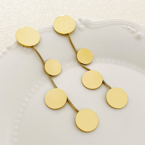 1 Pair Vintage Style Round Plating Stainless Steel  Gold Plated Drop Earrings