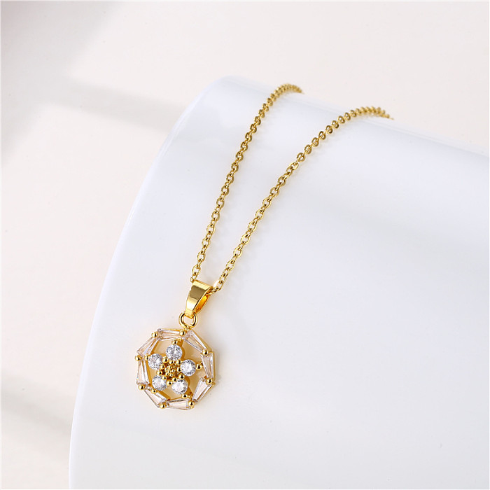 1 Piece Retro Water Droplets Heart Shape Snowflake Stainless Steel  Stainless Steel Plating Inlay Zircon Pendant Necklace