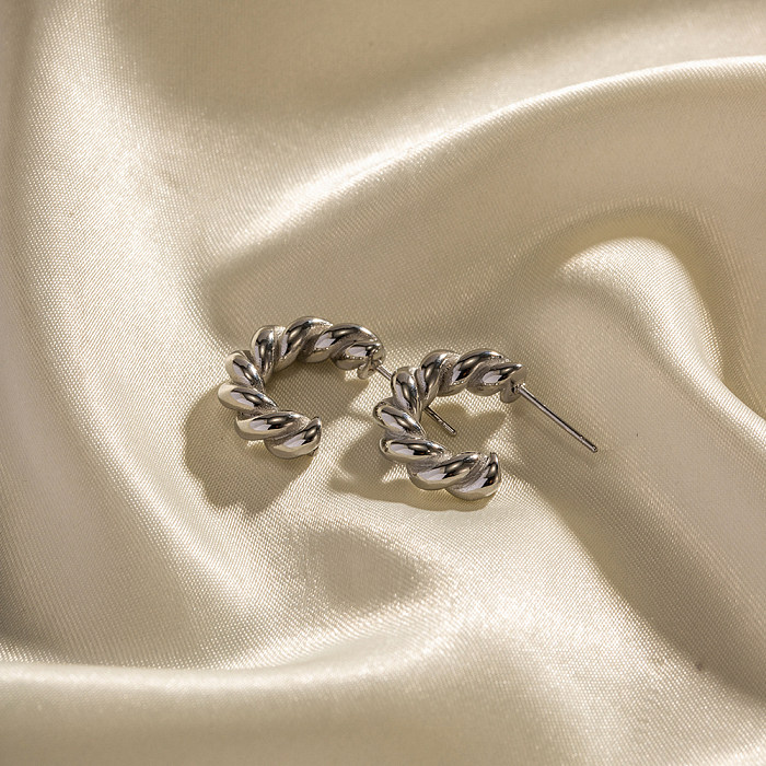 1 Paar INS-Style-Twist-Ohrringe aus Edelstahl mit Weißgoldbeschichtung