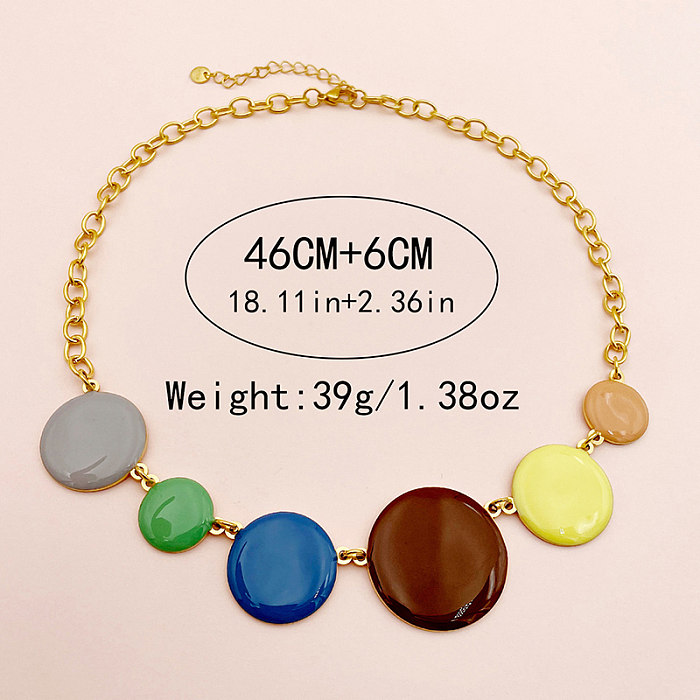 Casual Modern Style Round Stainless Steel  Gold Plated Necklace In Bulk