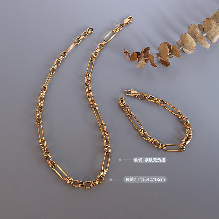 Simple Geometric Stainless Steel Necklace Bracelet