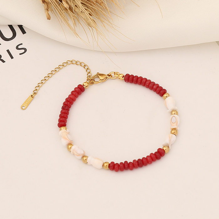 Bohemian Geometric Stainless Steel Beaded Artificial Pearls Natural Stone Bracelets