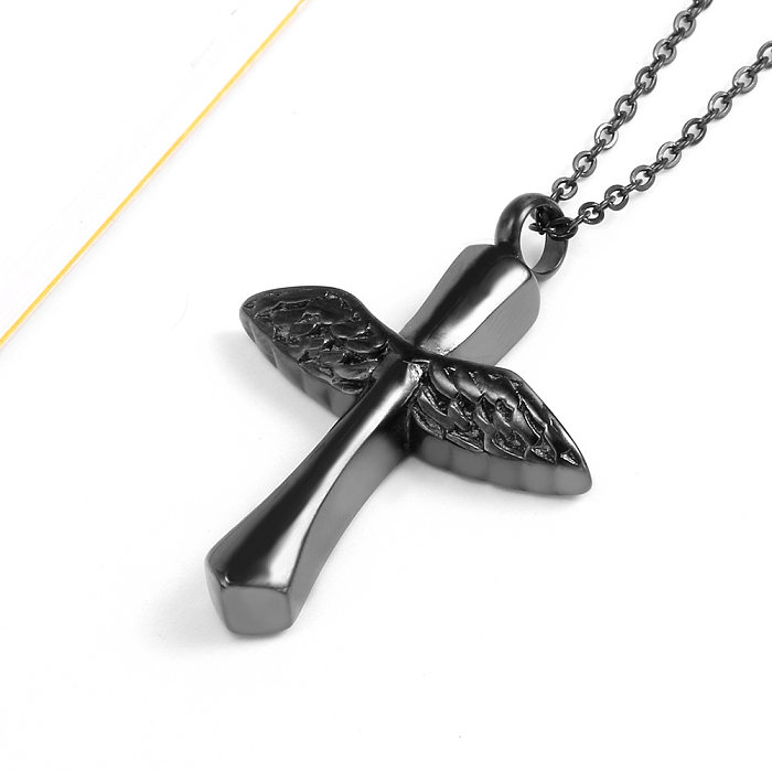 Collier pendentif plaqué acier inoxydable, ailes croisées de Style Simple